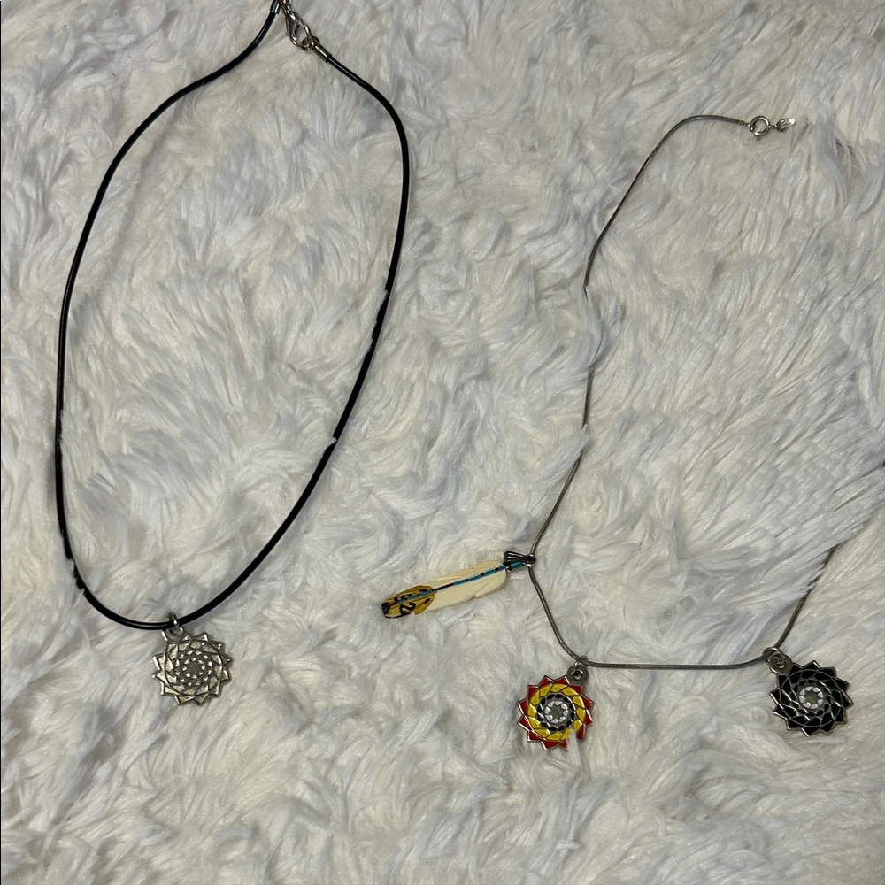 Pinecone Patchwork Multicolor Pendant Necklace Set